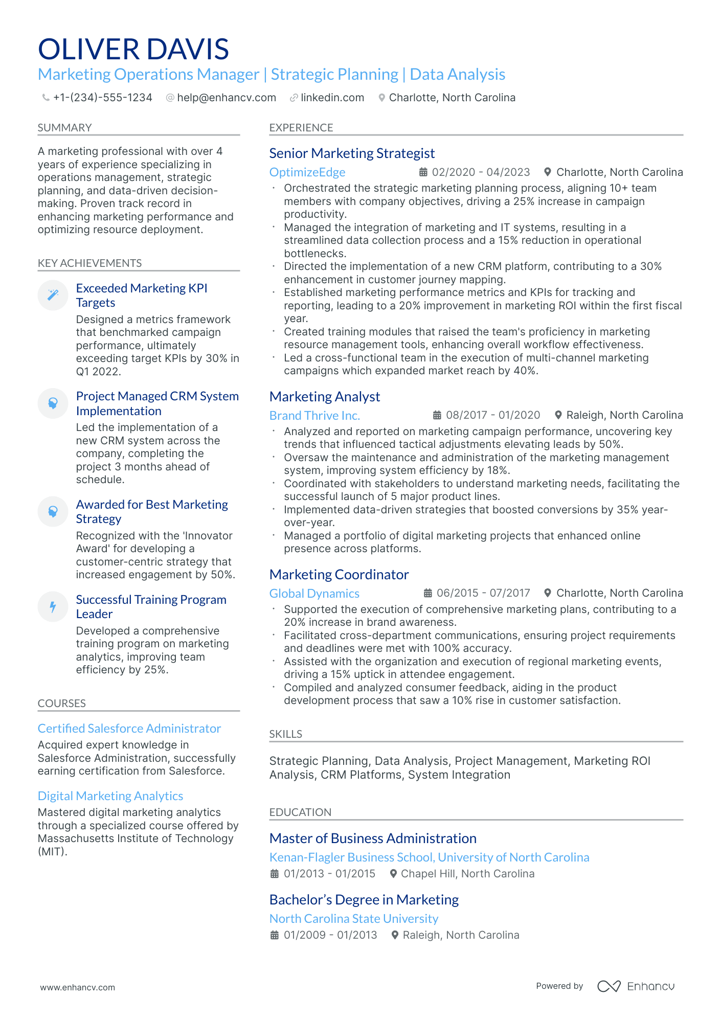 10 Marketing Operations Manager Resume Examples & Guide for 2026