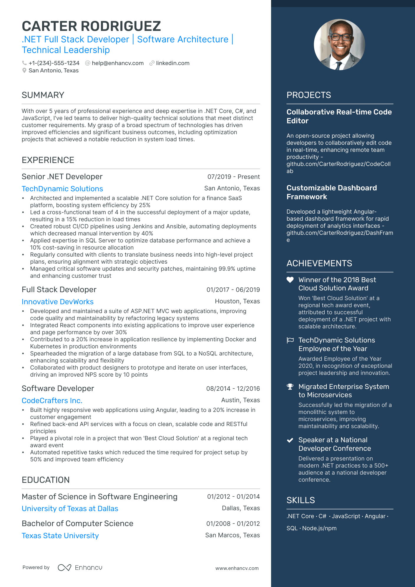 5 .Net Full Stack Developer Resume Examples & Guide for 2024