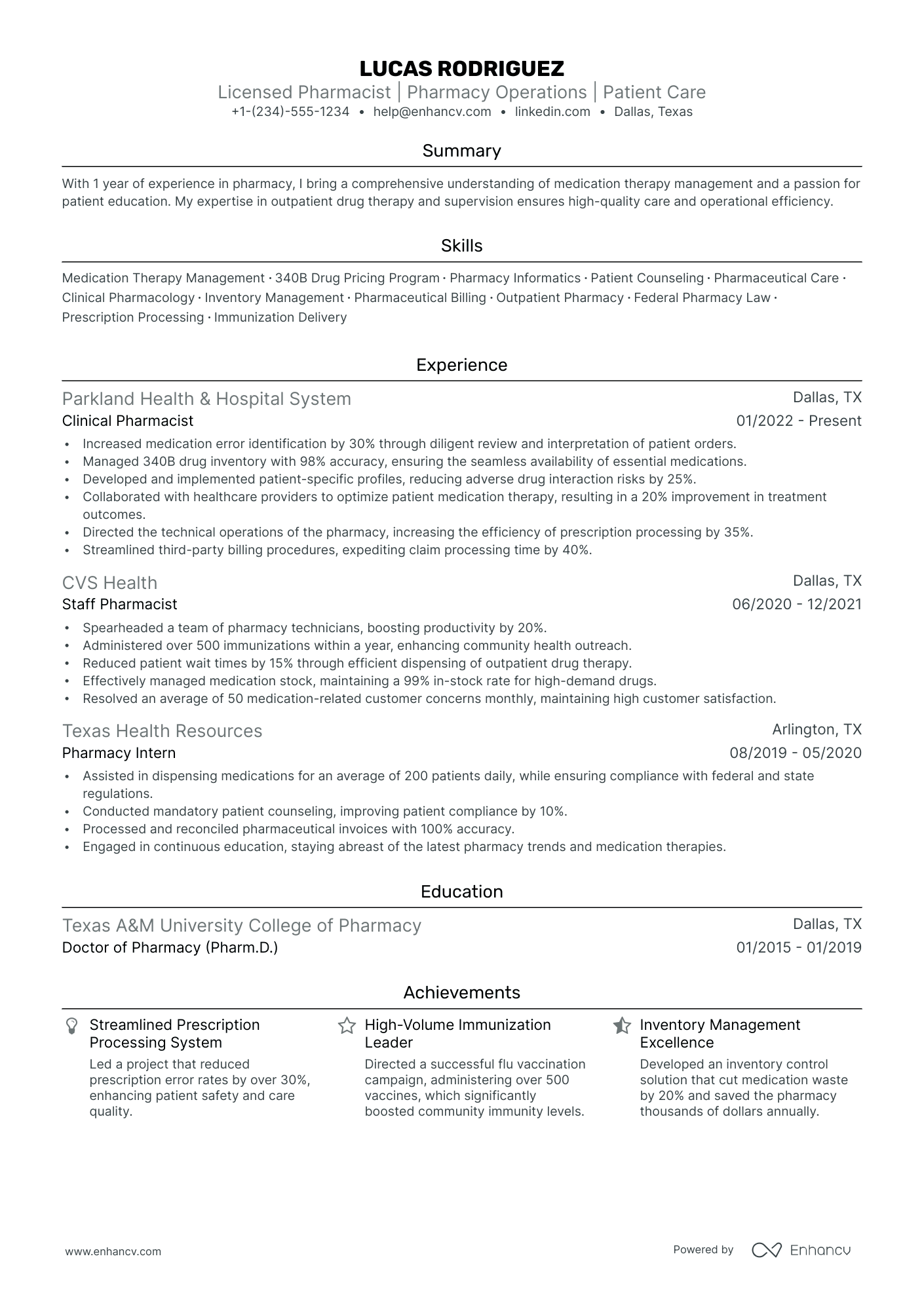 5 Community Pharmacist Resume Examples & Guide for 2024