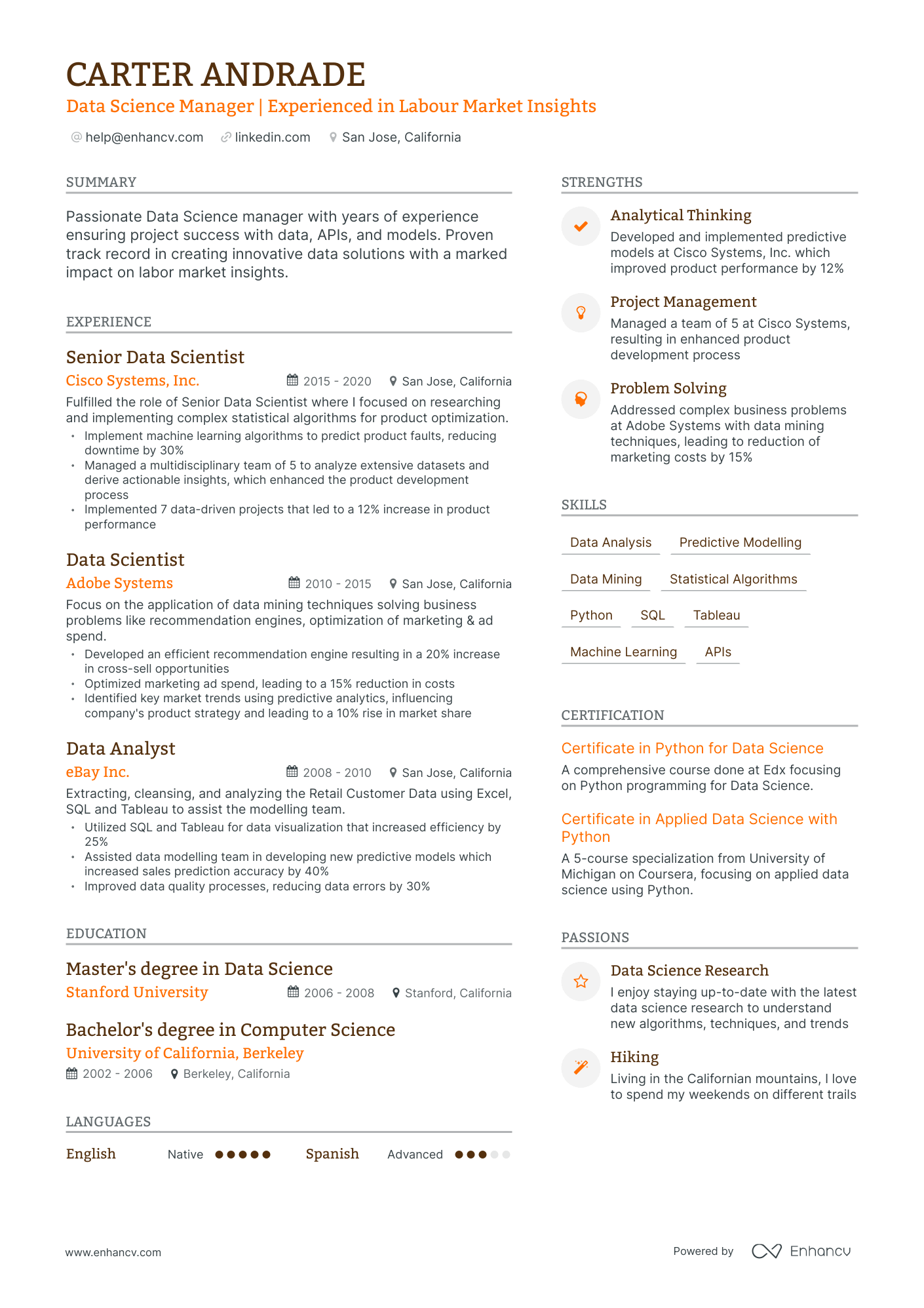 5 Data Science Manager Resume Examples & Guide for 2024