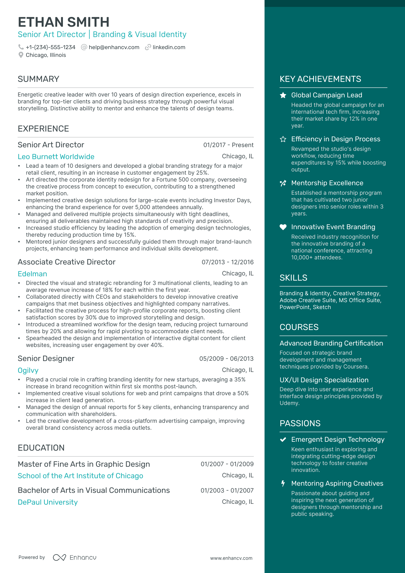 10 Senior Art Director Resume Examples & Guide for 2026
