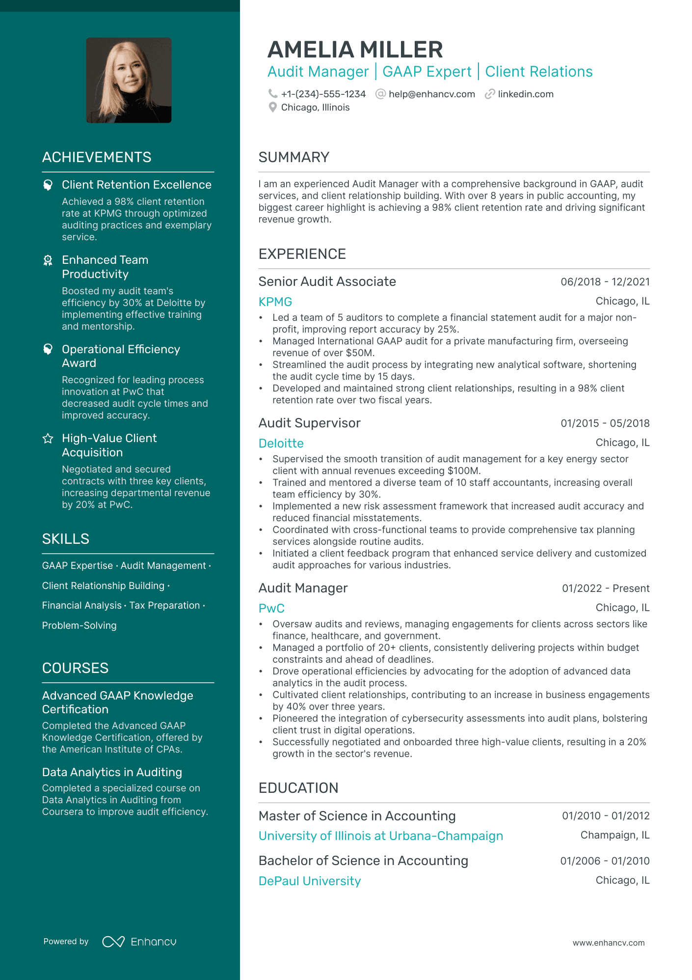 5 Audit Manager Resume Examples & Guide for 2024