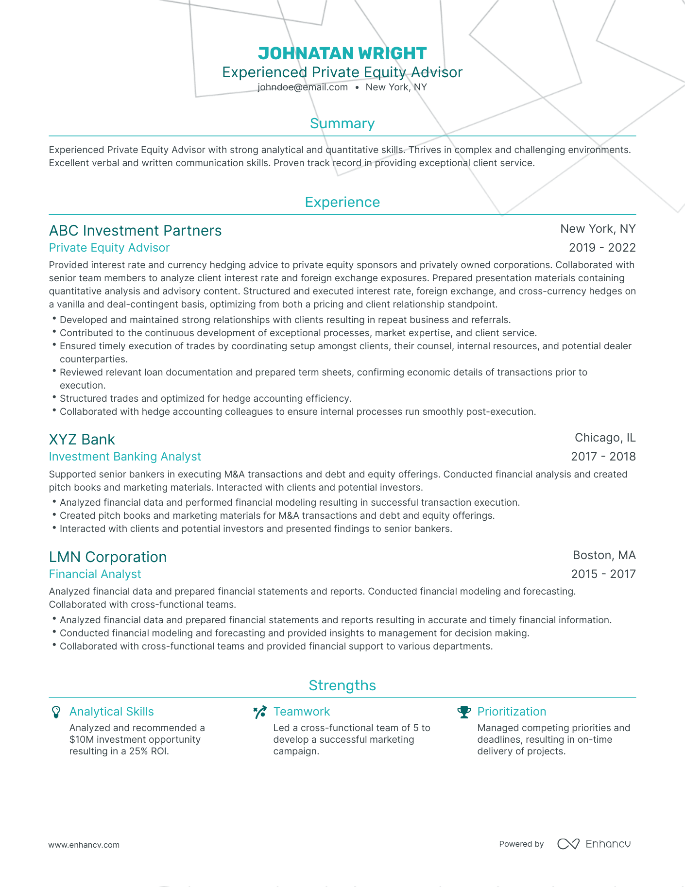 5 Private Equity Resume Examples & Guide for 2023
