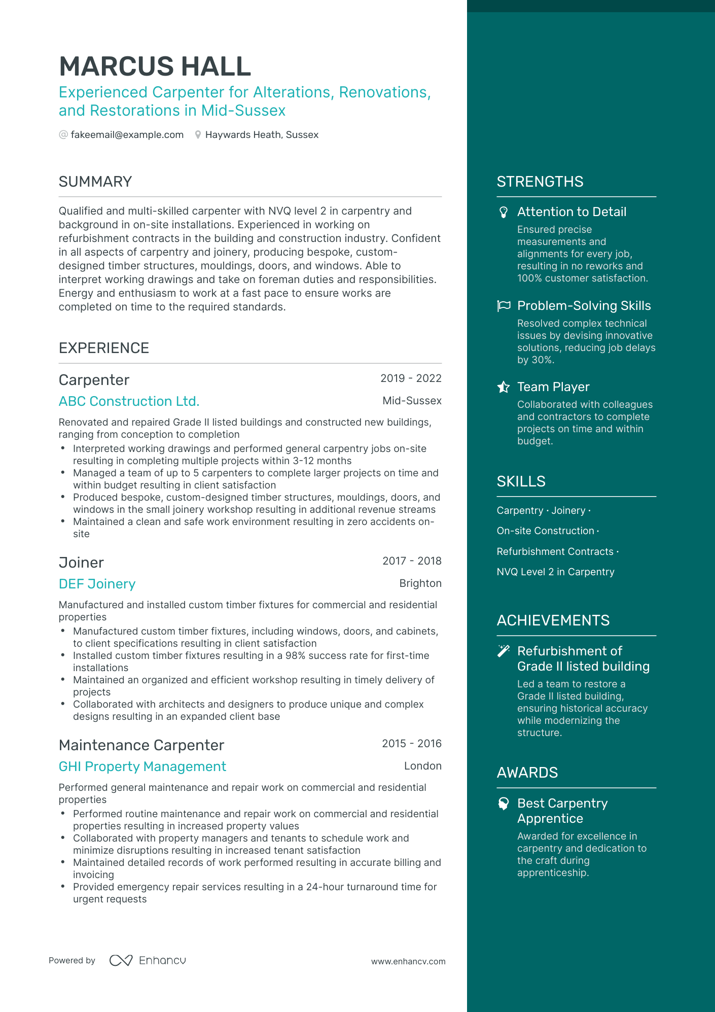 5 Carpenter Resume Examples & Guide for 2024