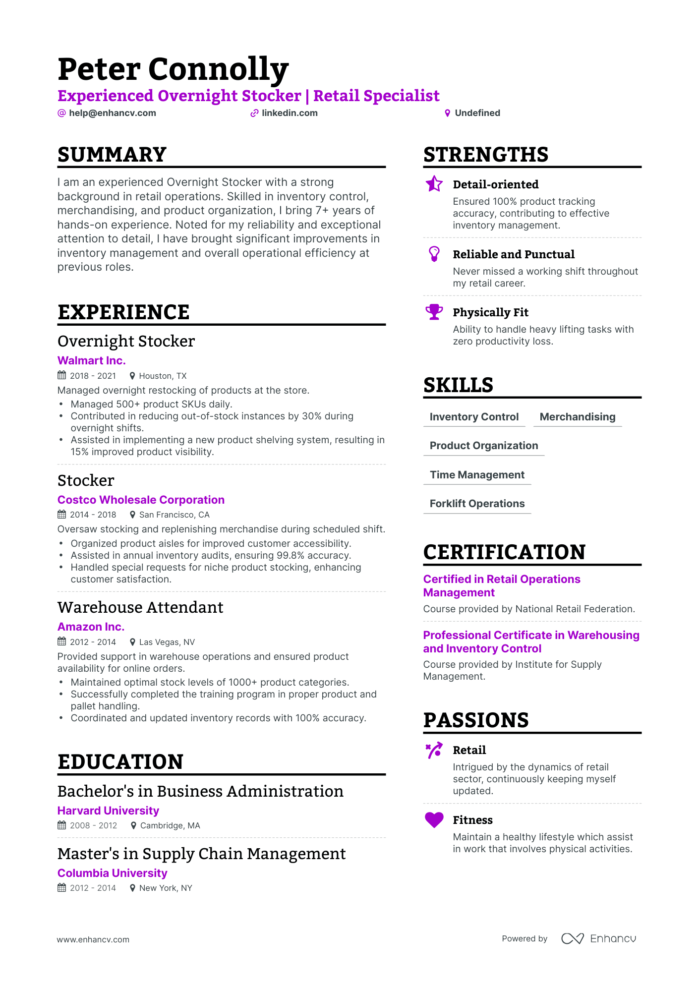 resume stocker job description examples