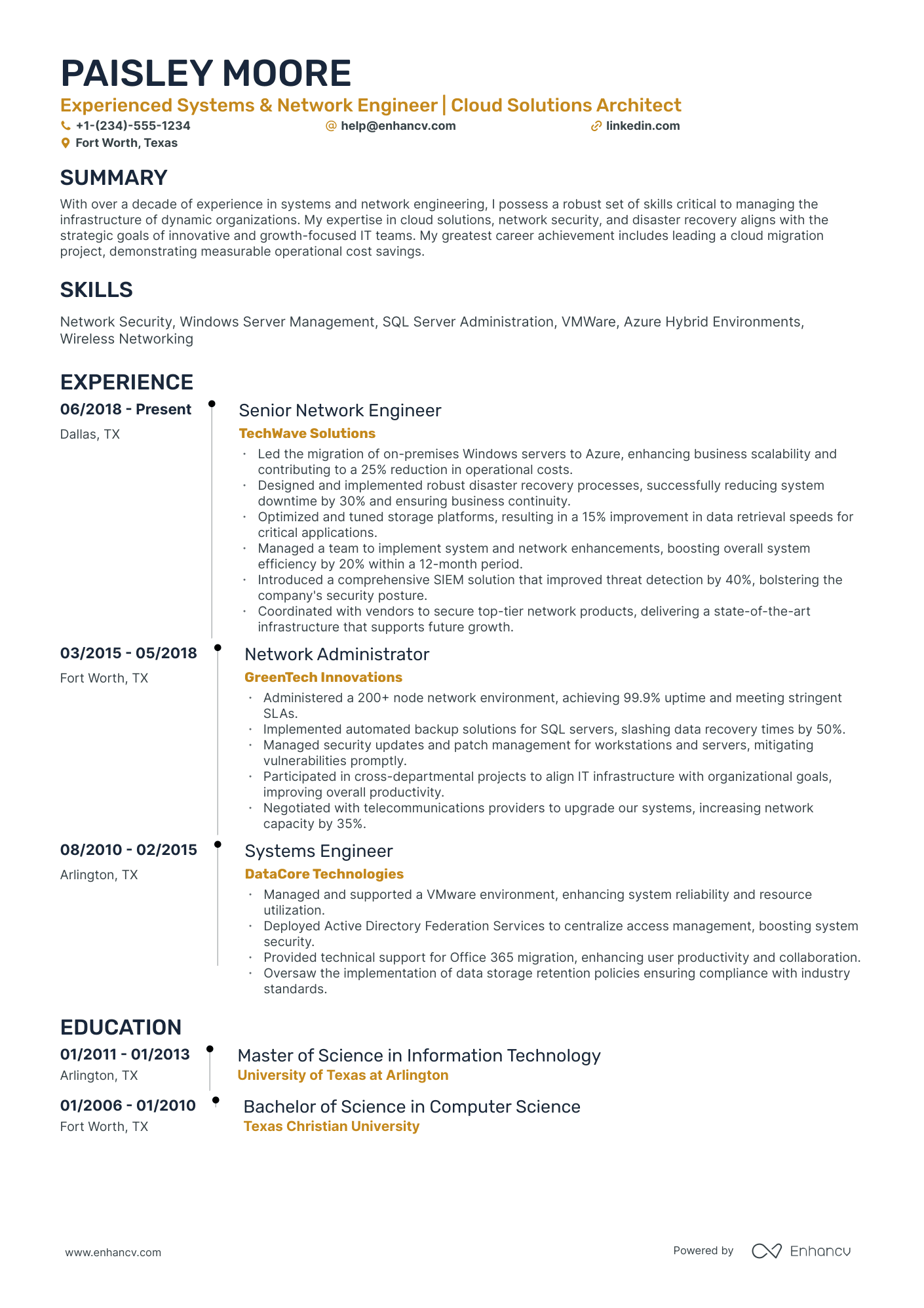 10 System And Network Engineer Resume Examples & Guide for 2026