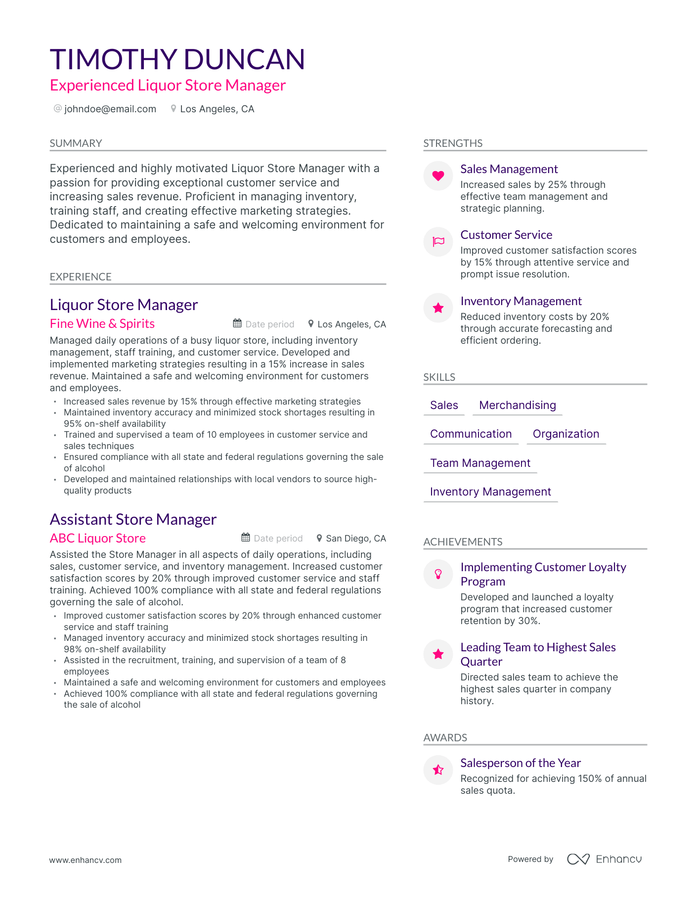 5 Liquor Store Manager Resume Examples & Guide for 2023