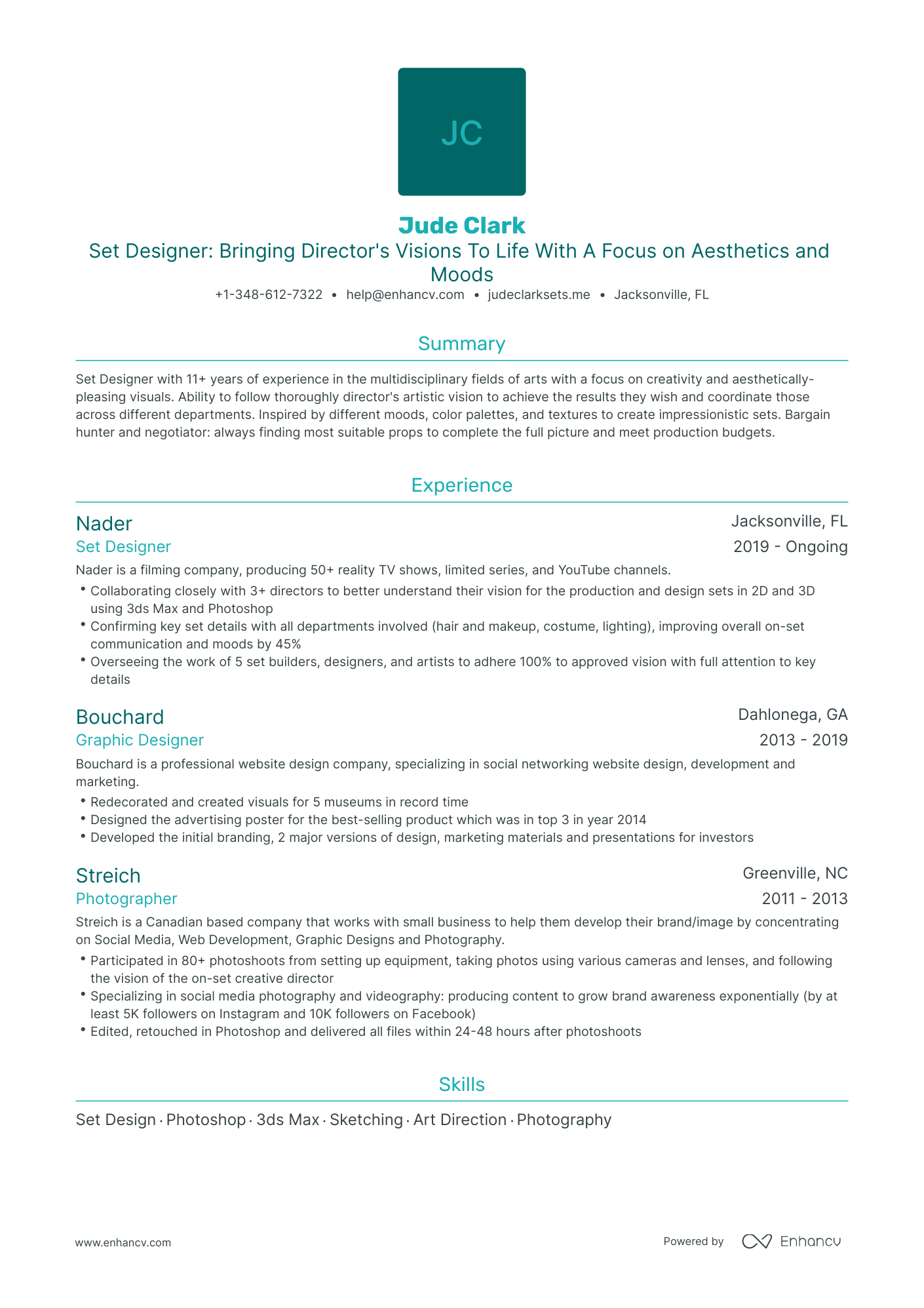 5 Set Designer Resume Examples & Guide for 2024