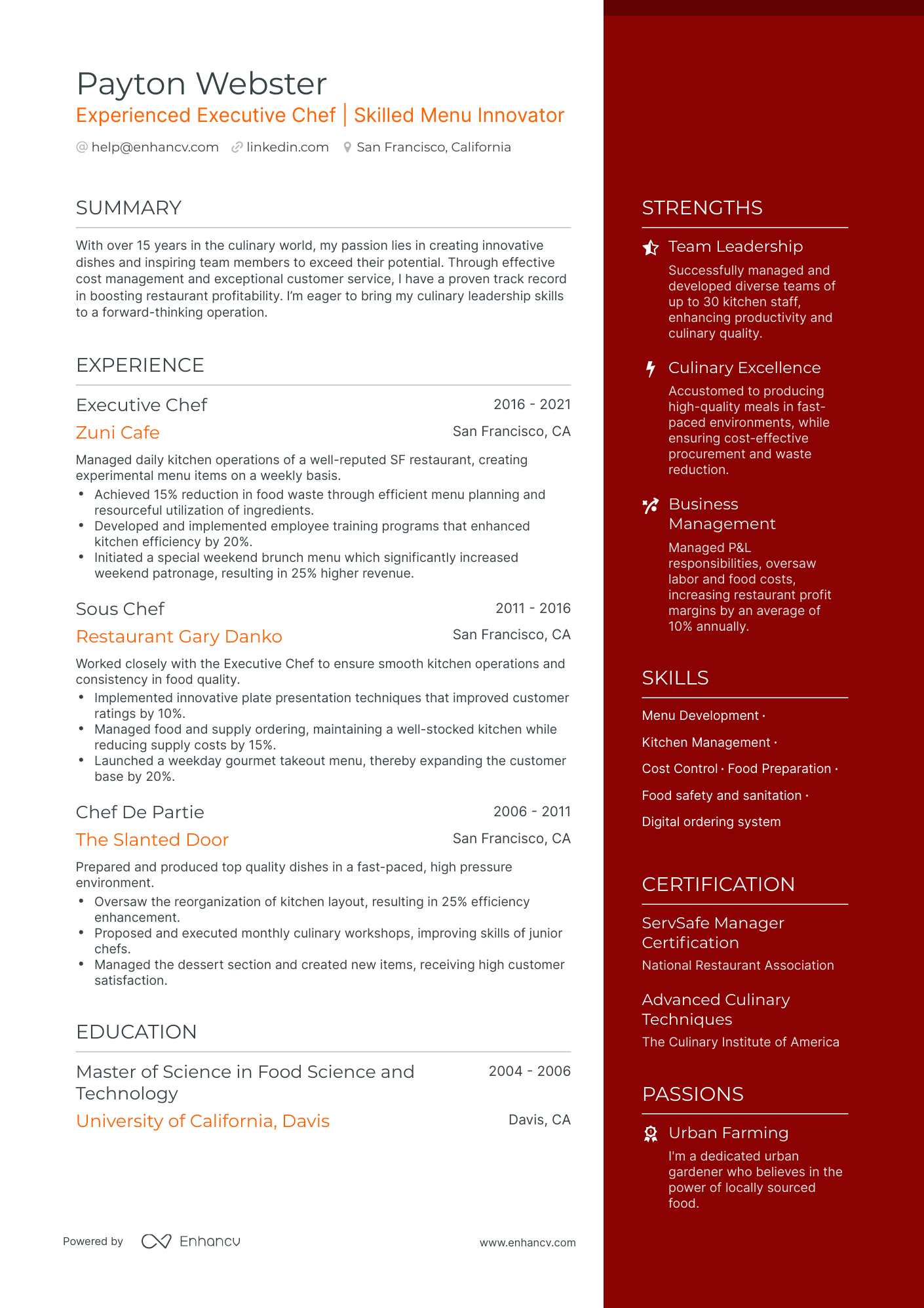 5 Executive Chef Resume Examples & Guide for 2024