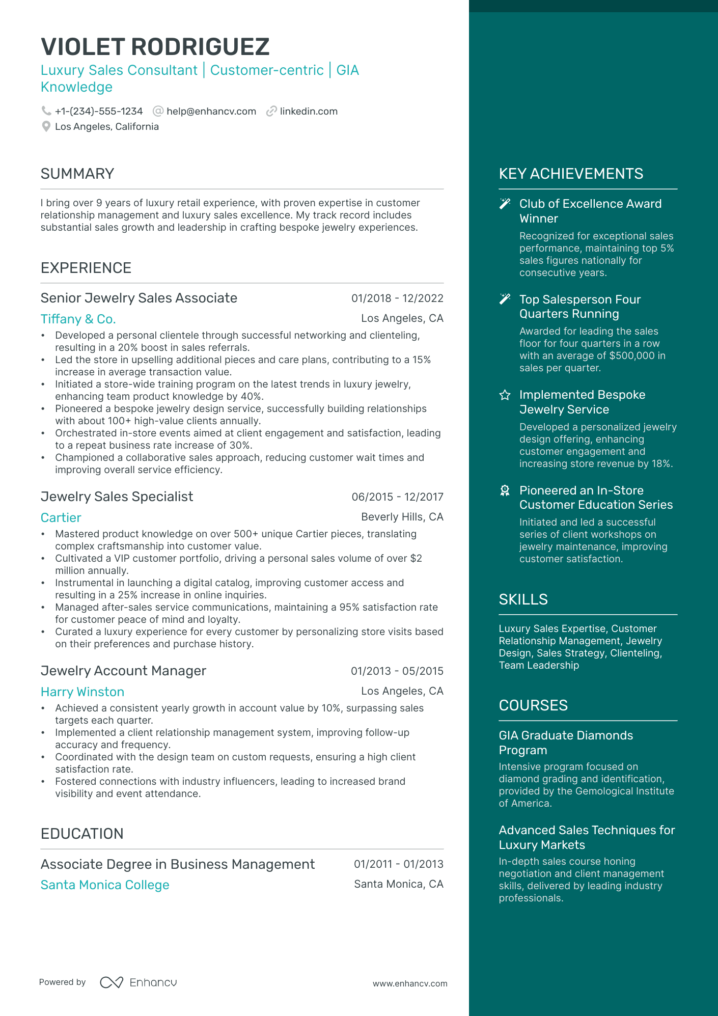10 Jewelry Sales Resume Examples & Guide for 2025