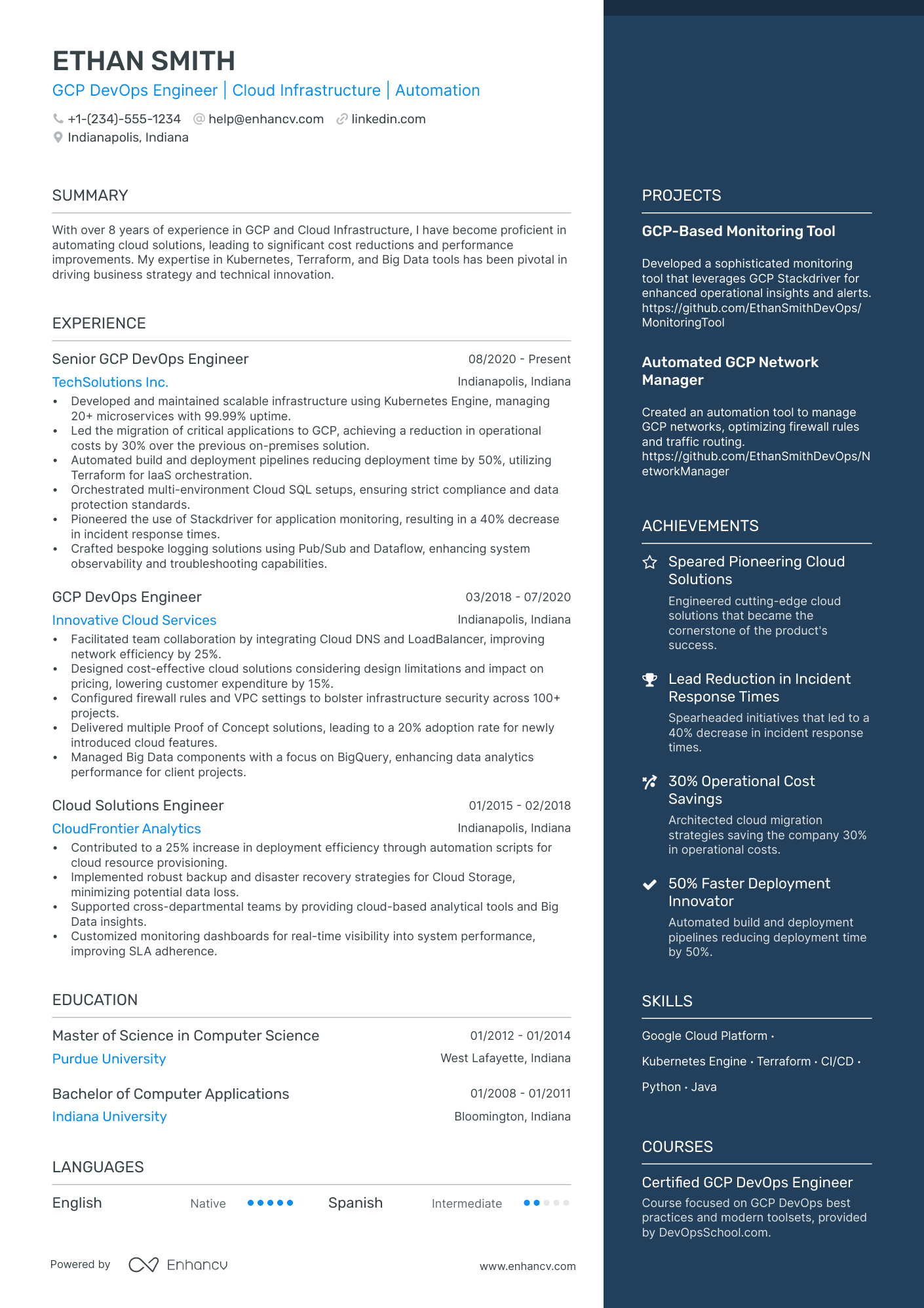 5 GCP Devops Engineer Resume Examples & Guide for 2024