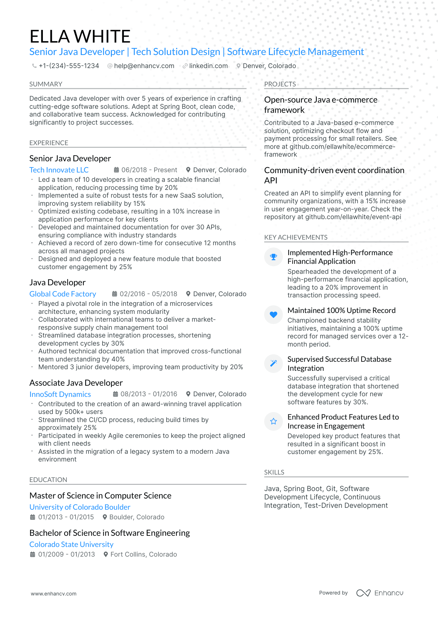 10 Senior Java Developer Resume Examples & Guide for 2025