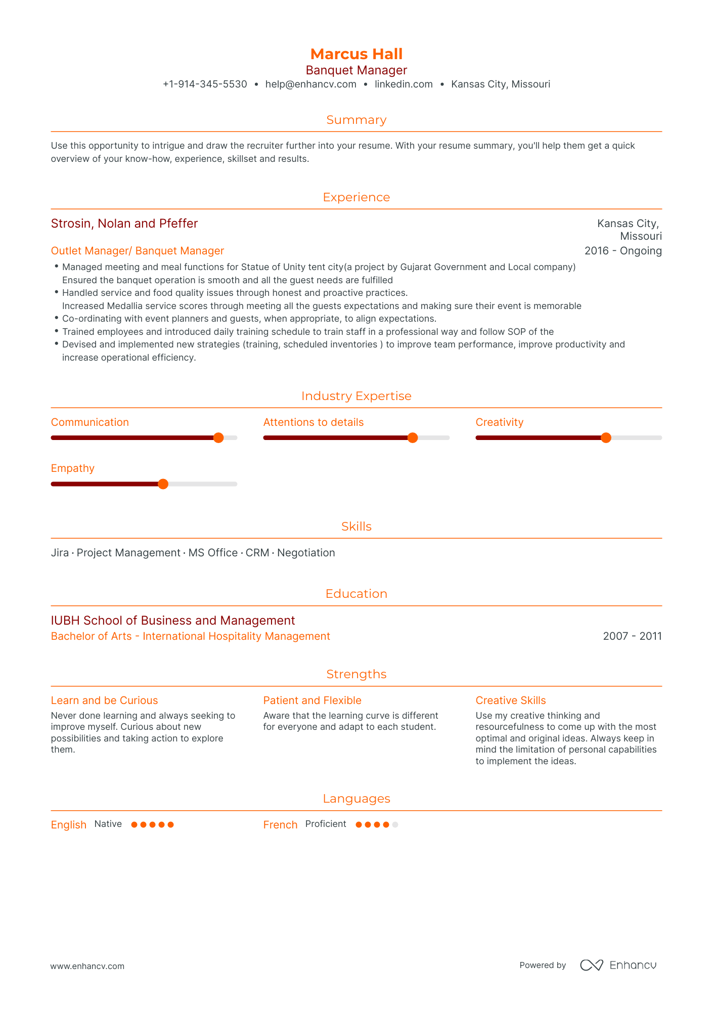 Banquet Manager Resume Examples & Guide for 2023 (Layout, Skills ...