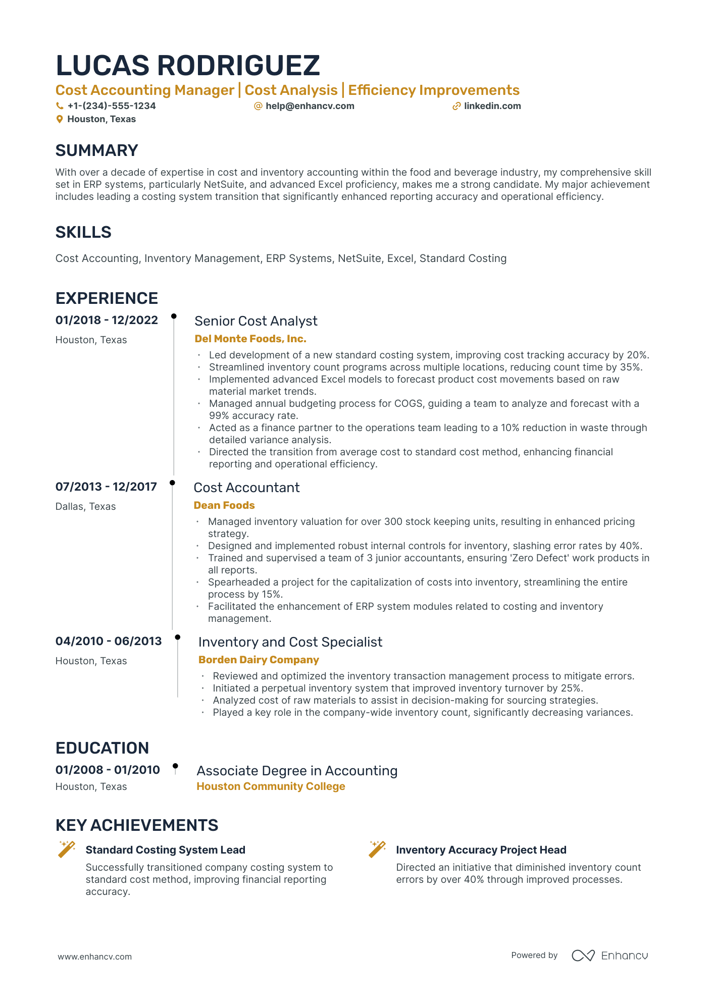 10 Cost Accounting Resume Examples & Guide for 2026