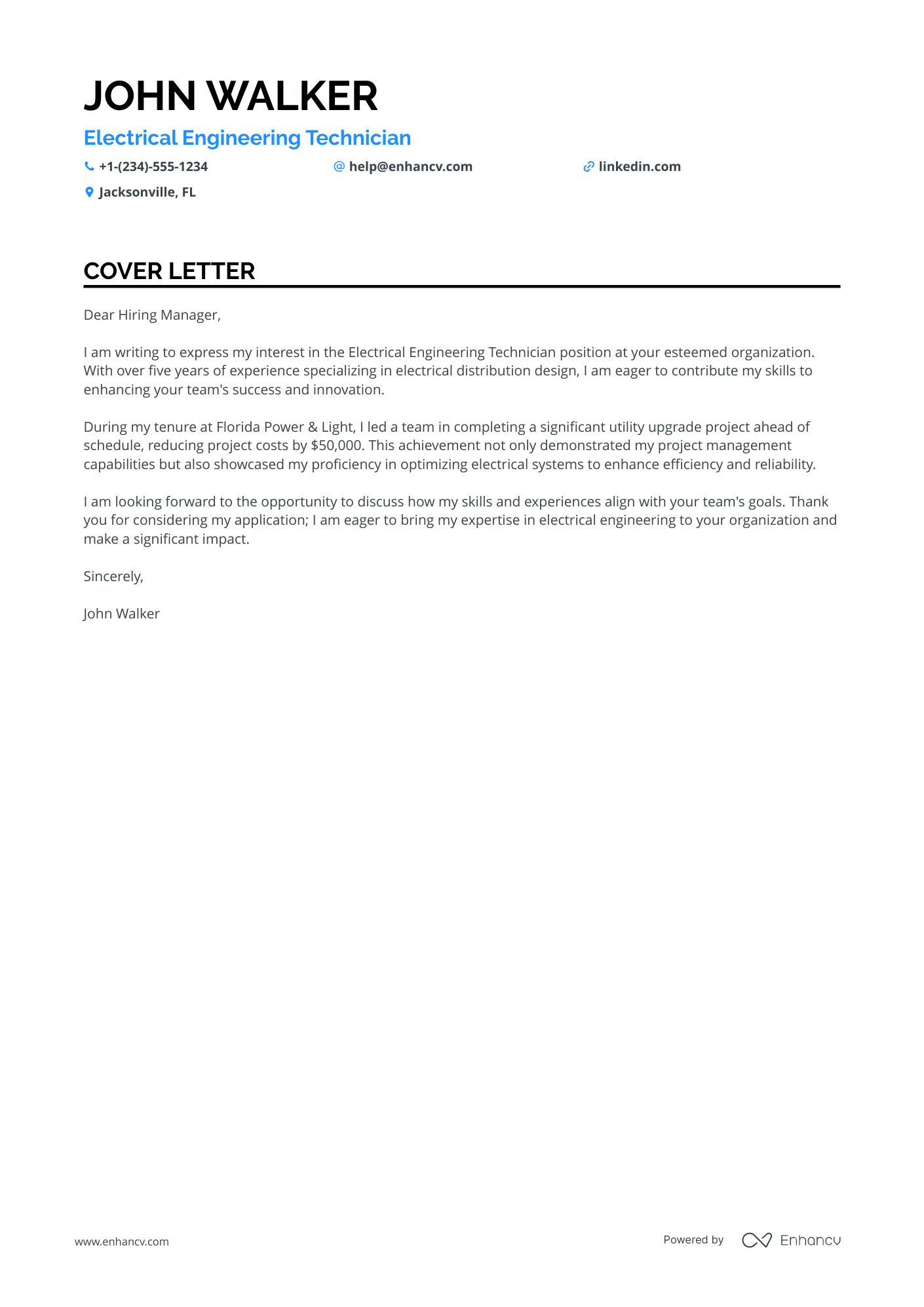 6 Professional Electrical Engineering Cover Letter Examples and ...