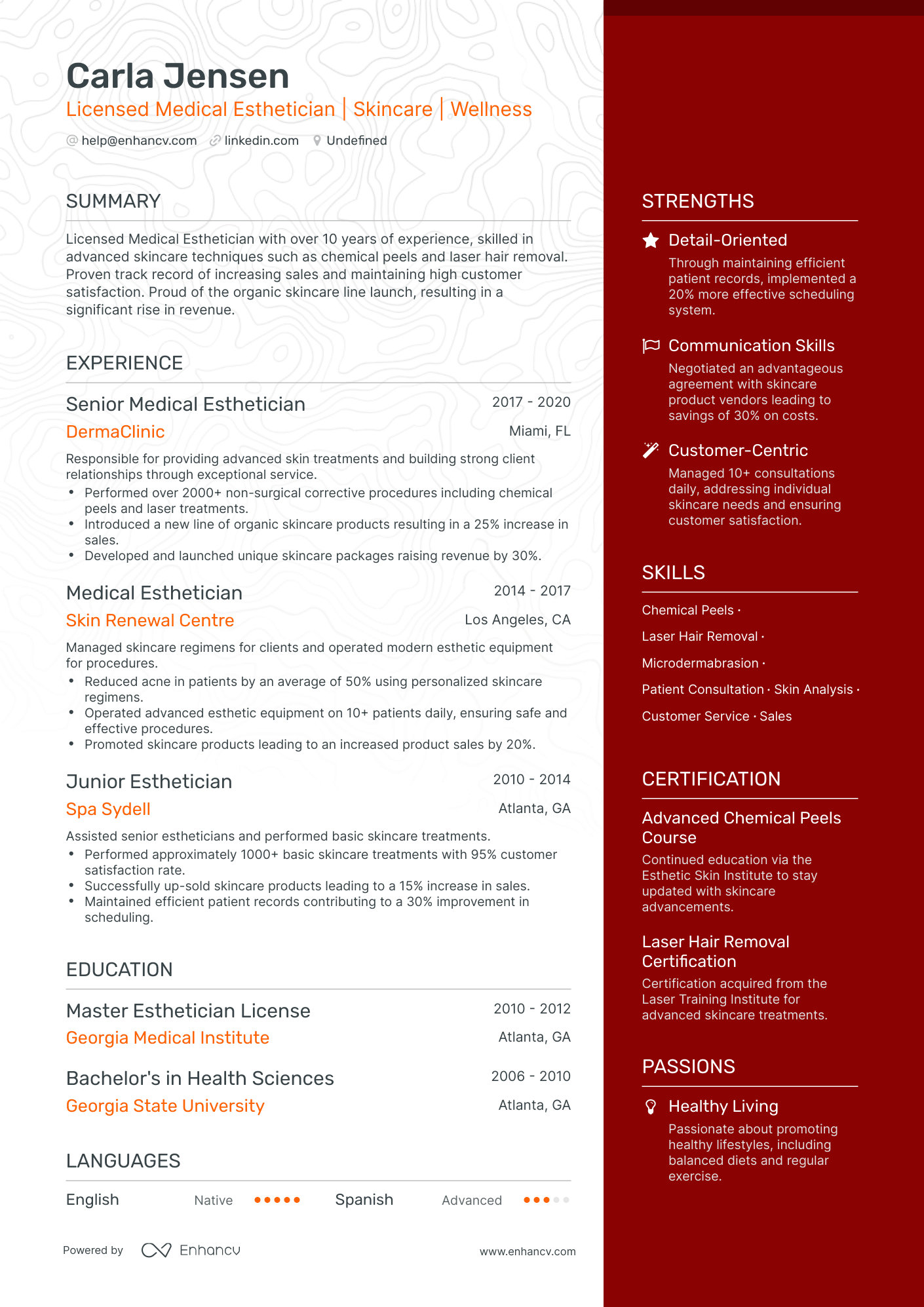 12 Esthetician Resume Examples Guide For 2024   AHR0cHM6Ly9jZG4uZW5oYW5jdi5jb20vcHJlZGVmaW5lZC1leGFtcGxlcy9VQXJoUkZ3bm1PbWhjTUlySW5CblZvajVhQ282alVZSVFndWhZa1lUL2ltYWdlLnBuZw~~. 