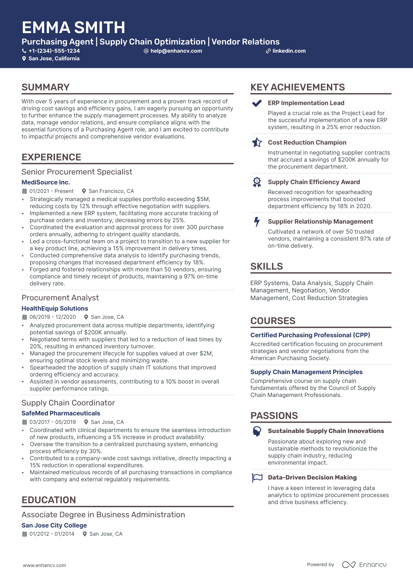 10 Purchasing Agent Resume Examples & Guide for 2026