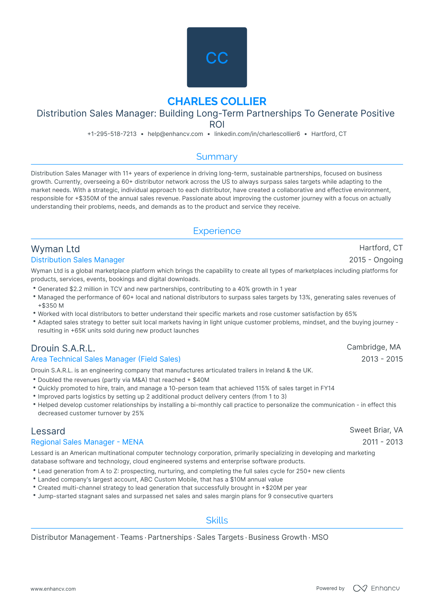 5 Distribution Sales Manager Resume Examples & Guide for 2024