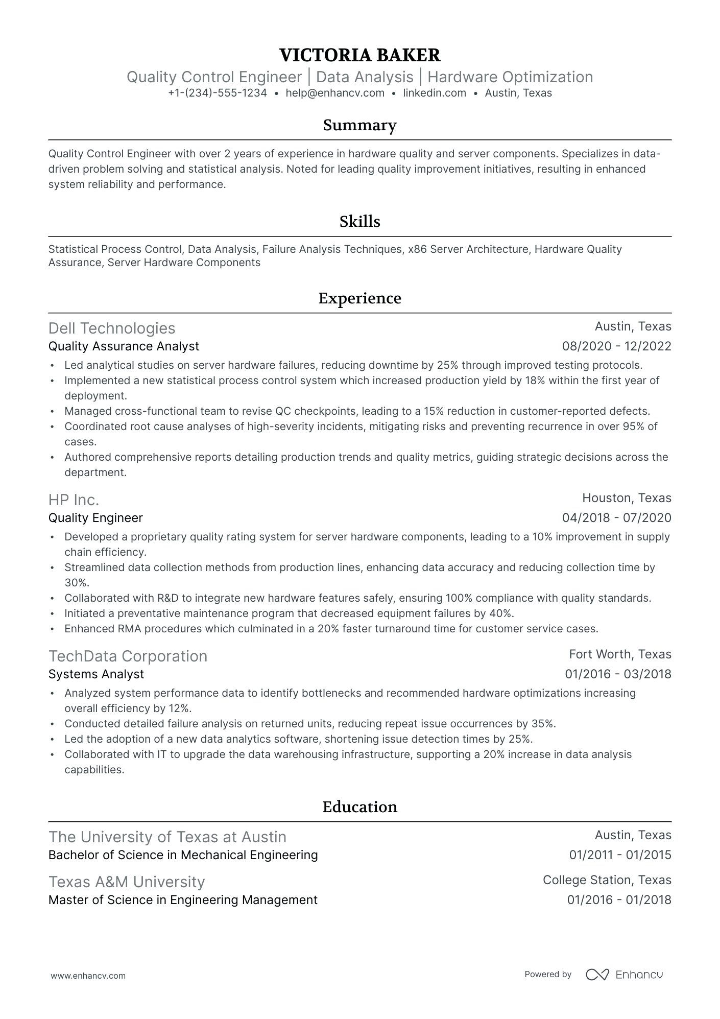 10 Quality Control Engineer Resume Examples & Guide for 2025