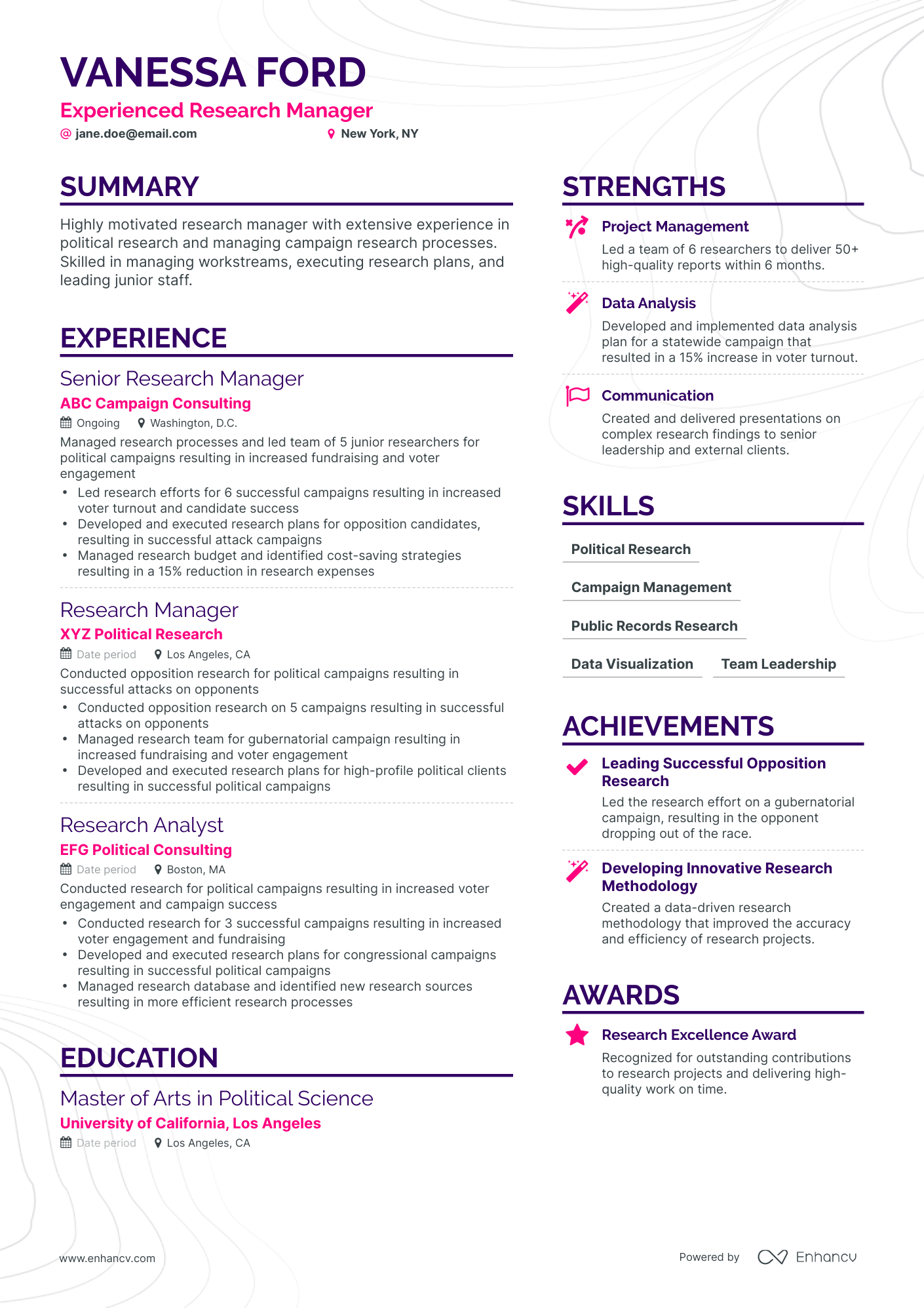 5 Research Manager Resume Examples & Guide for 2024