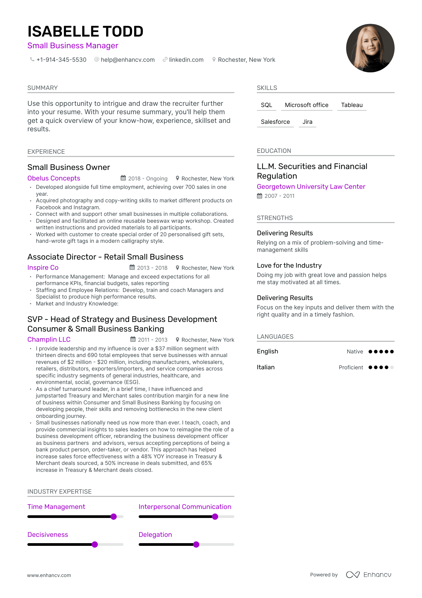 Small Business Manager Resume Examples & Guide For 2023 (layout, Skills 