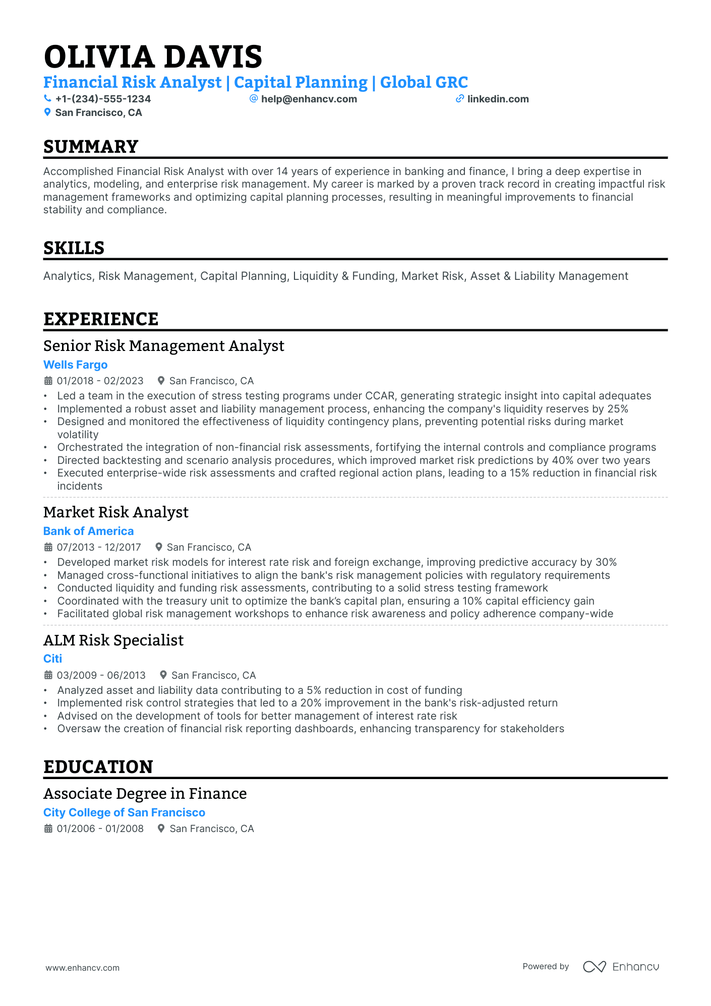 10 Financial Risk Analyst Resume Examples & Guide for 2026