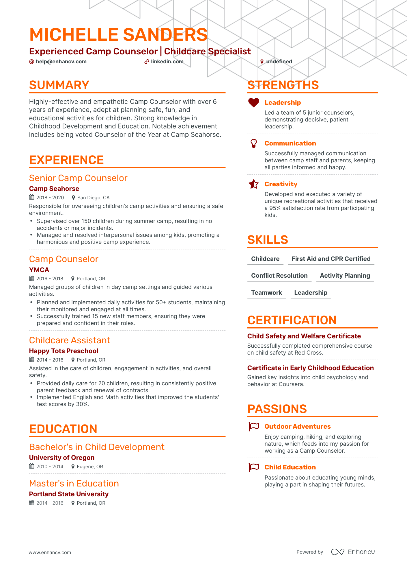 5 Camp Counselor Resume Examples & Guide for 2024