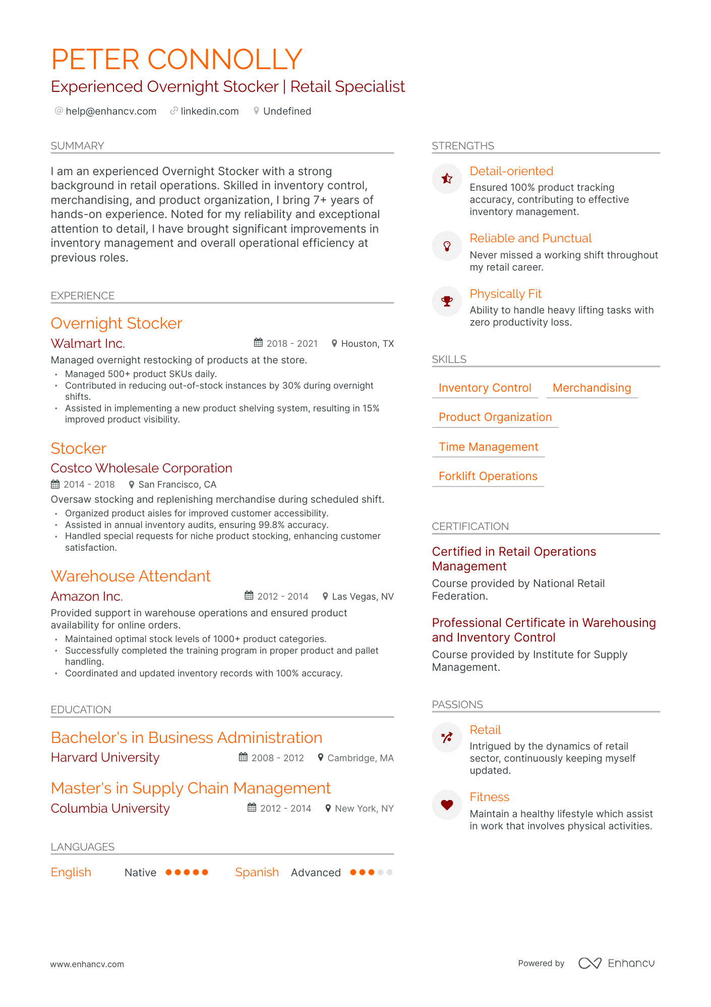 5 Overnight Stocker Resume Examples & Guide for 2024