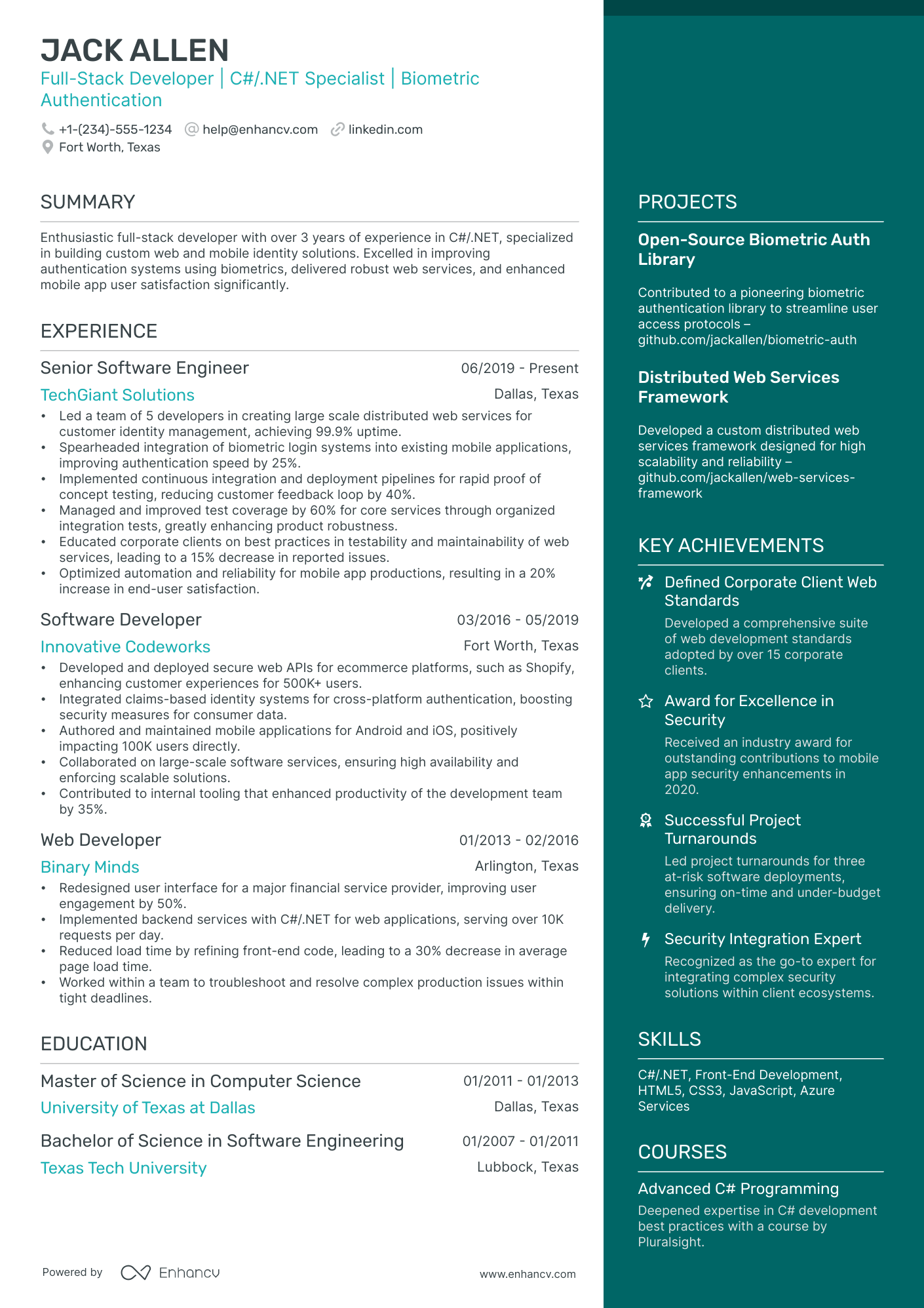 10 Senior Developer Resume Examples & Guide for 2026