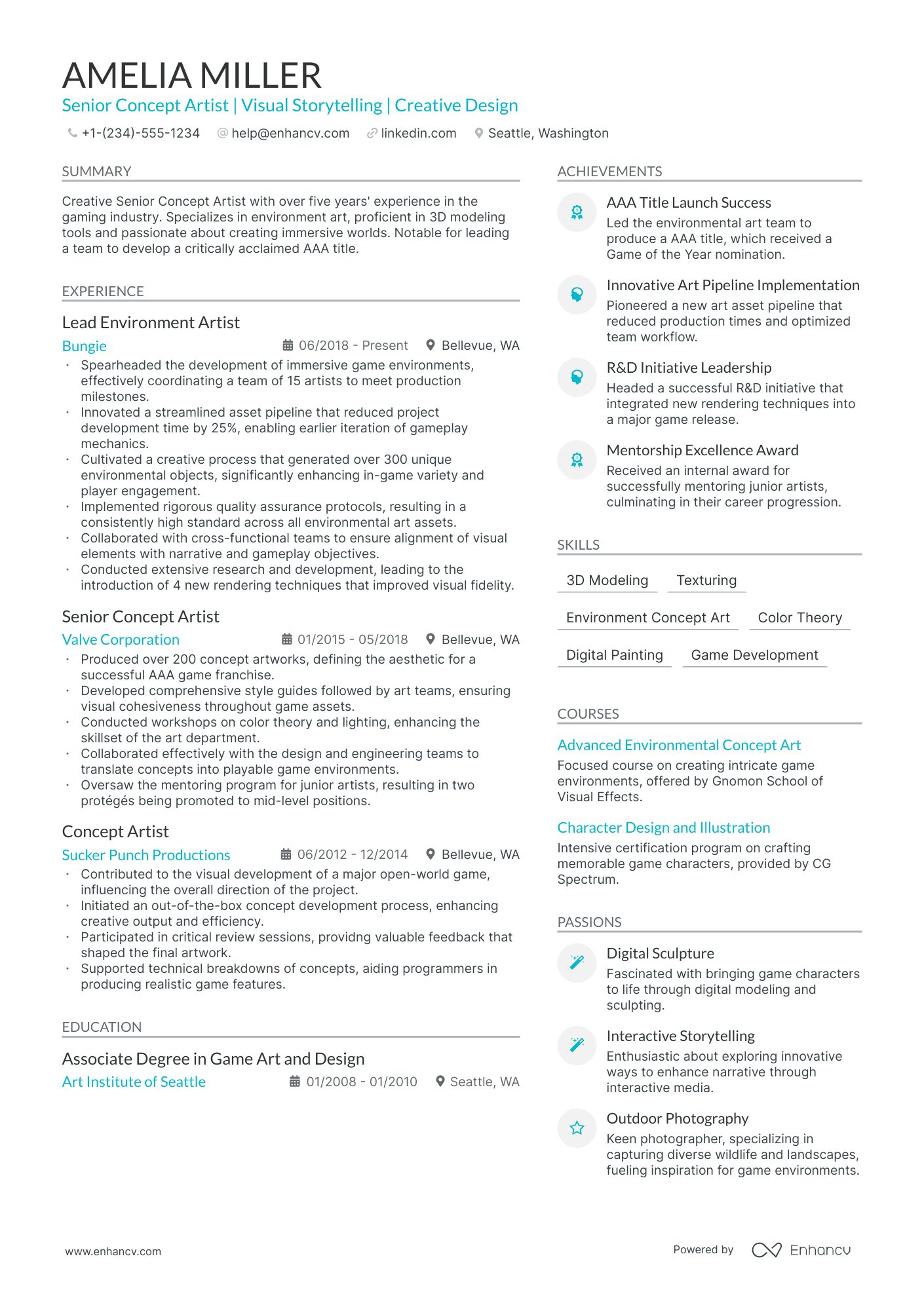 5 Concept Art Resume Examples & Guide for 2024