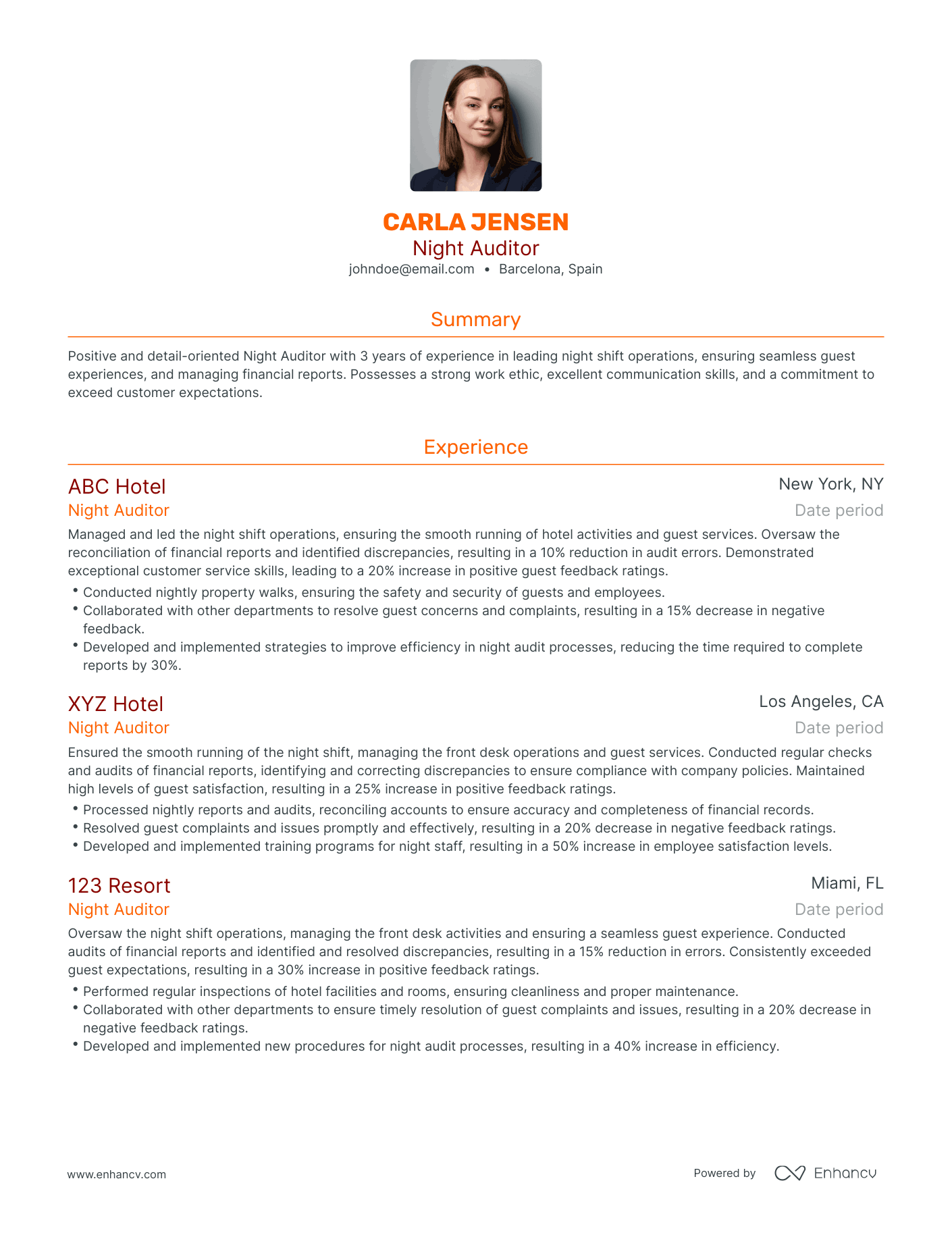 5 Night Auditor Resume Examples & Guide For 2024