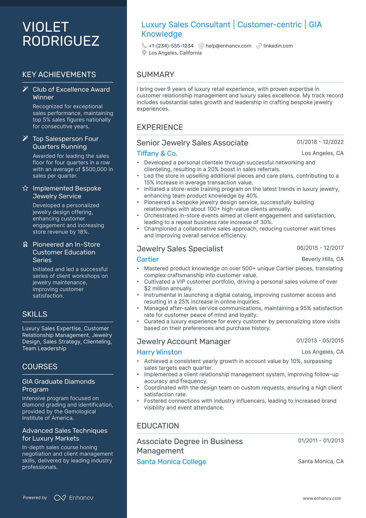 10 Jewelry Sales Resume Examples & Guide for 2025