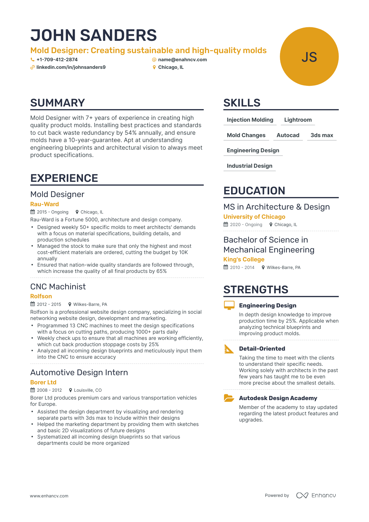 5 Mold Designer Resume Examples & Guide for 2023