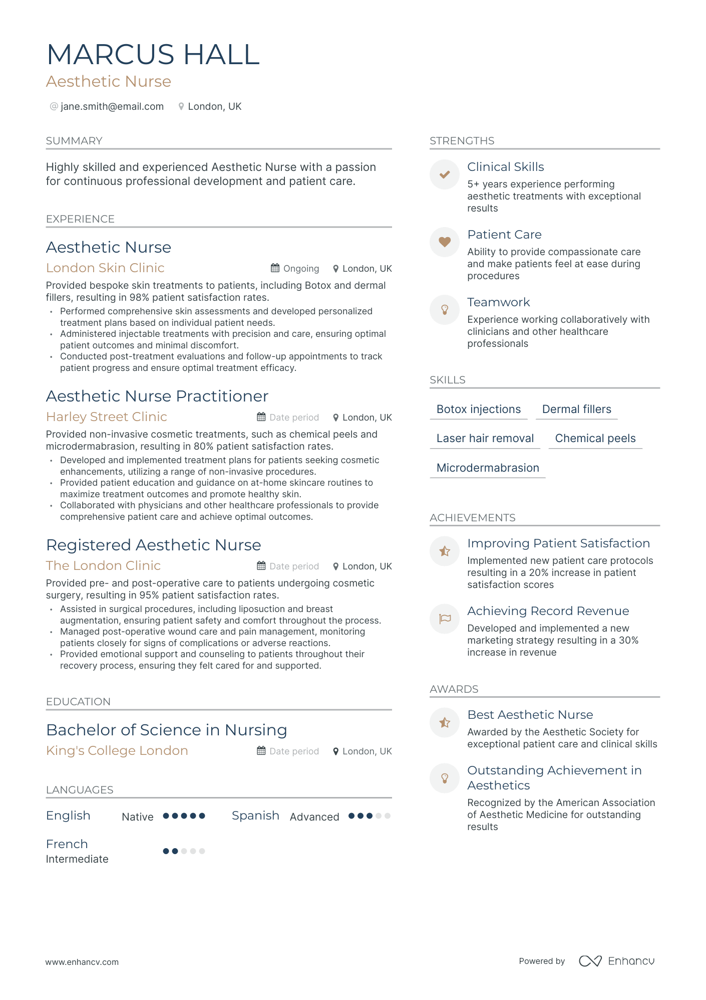 5 Aesthetic Nurse Resume Examples & Guide for 2024