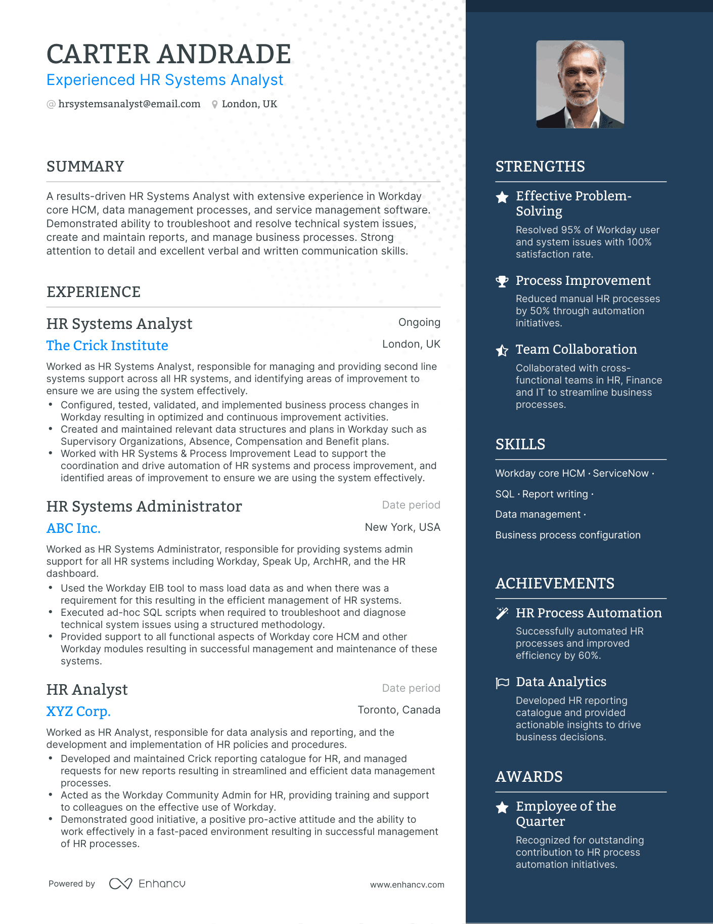 Hr Analyst Resume Example