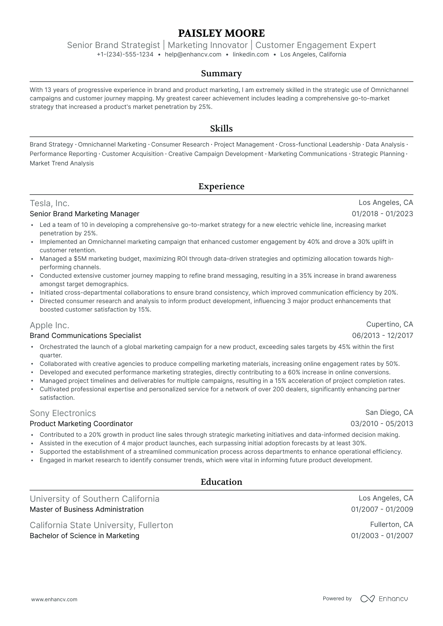 5 Brand Marketing Manager Resume Examples & Guide for 2024