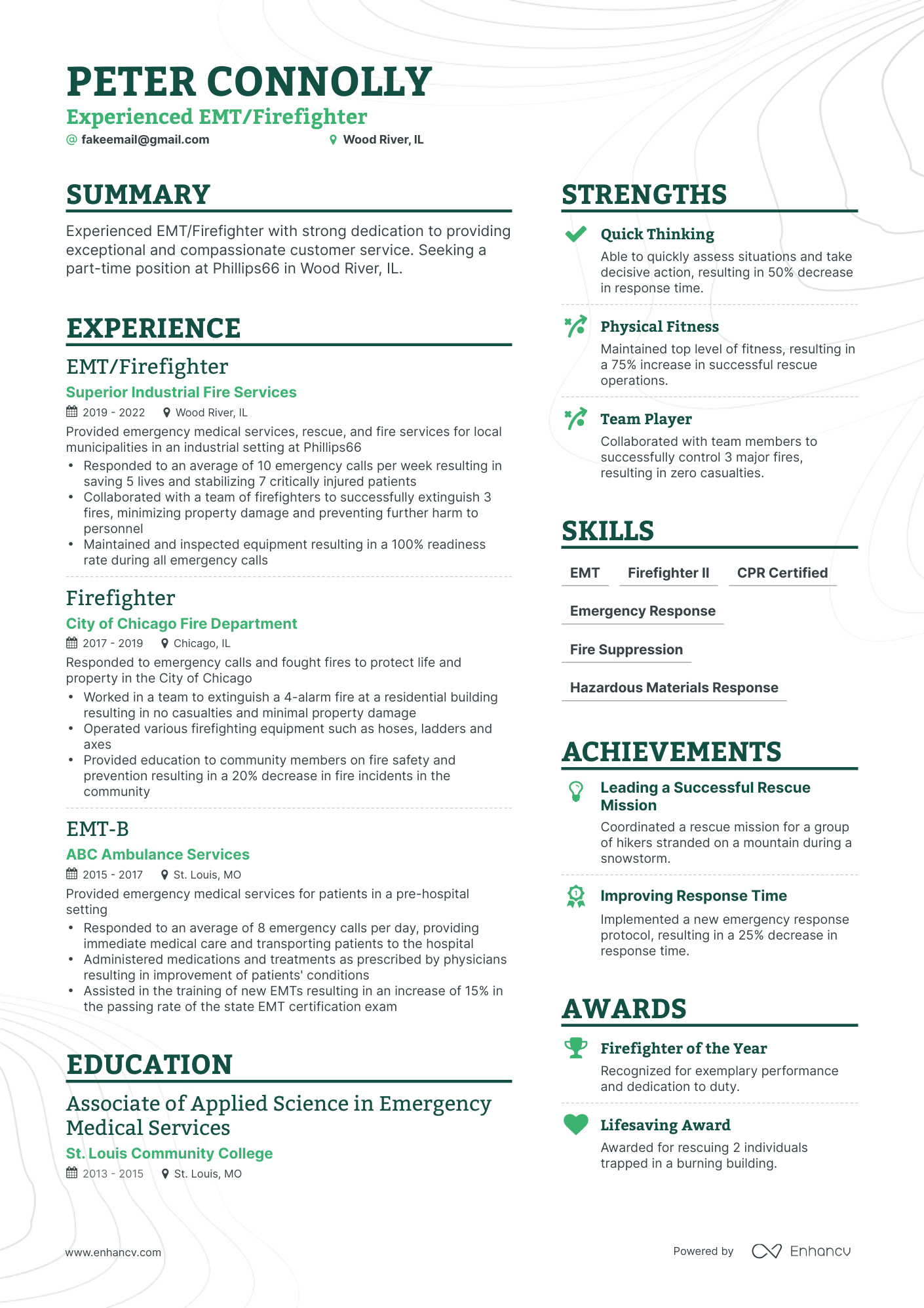 resume for entry level firefighter