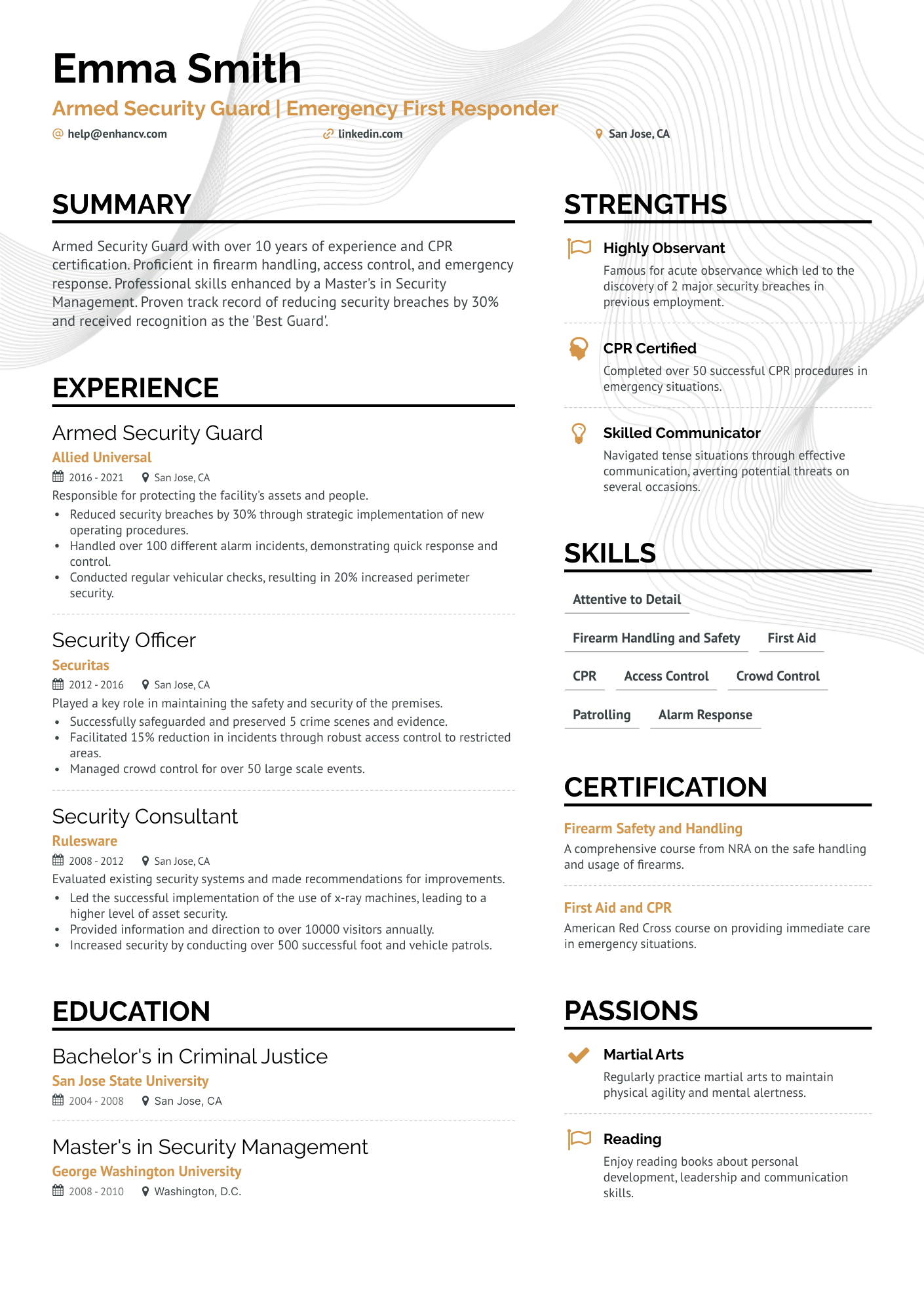 5 Security Guard Resume Examples & Guide for 2024