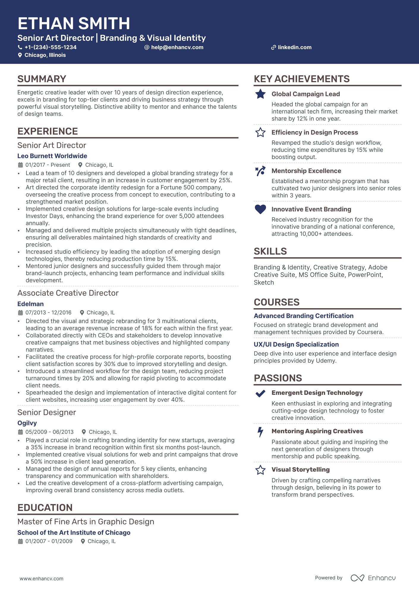 10 Senior Art Director Resume Examples & Guide for 2026