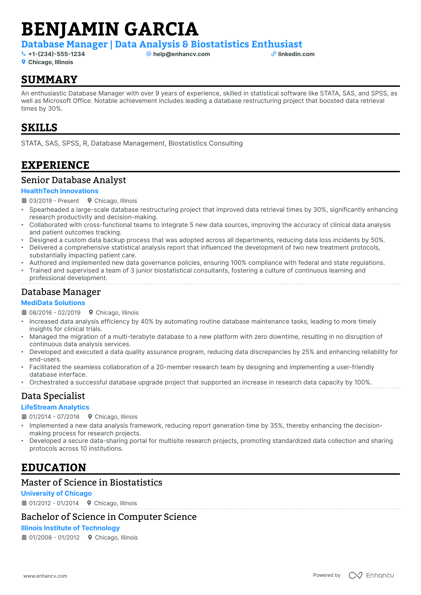 10 Database Manager Resume Examples & Guide for 2026