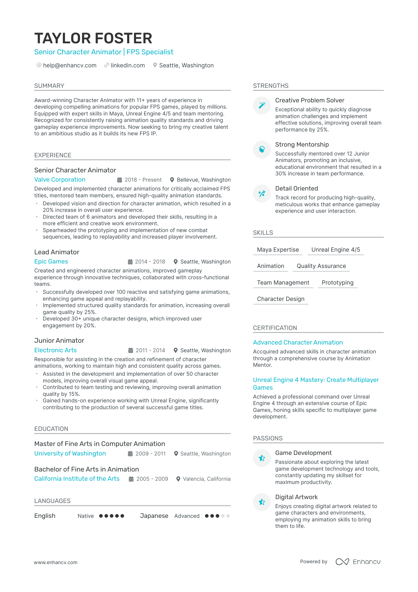 5 Character Animator Resume Examples & Guide for 2024