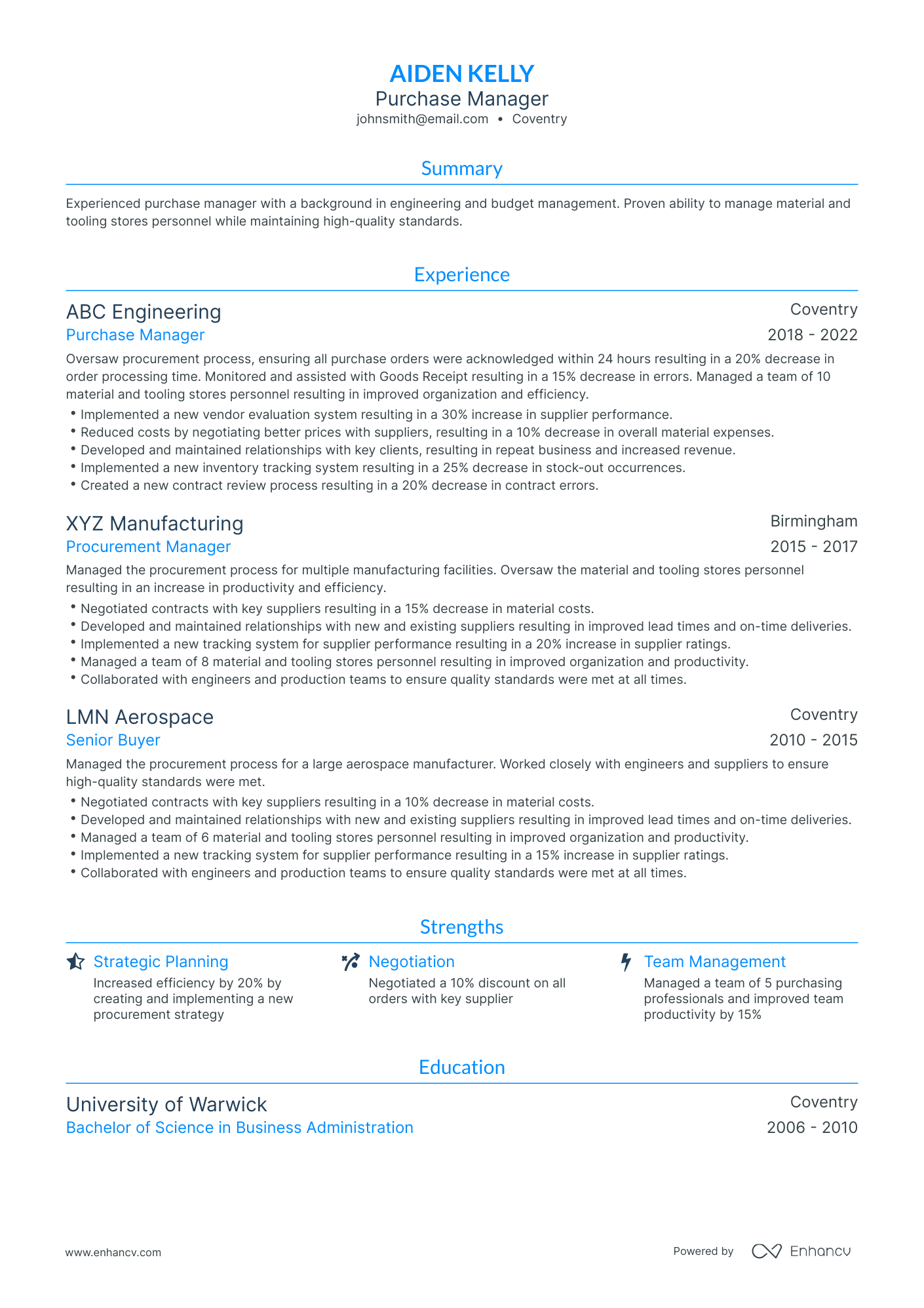 3 Purchase Manager Resume Examples & Guide for 2023