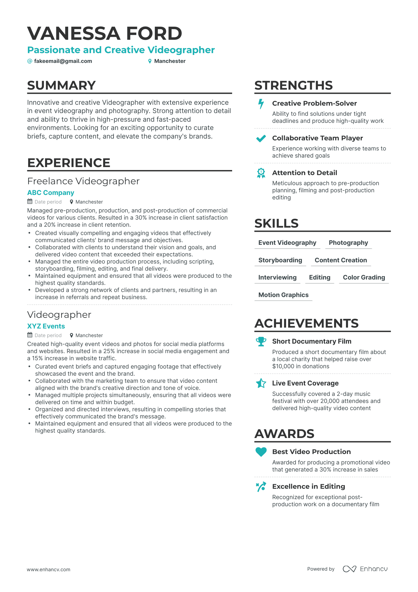 5 Videographer Resume Examples & Guide for 2024