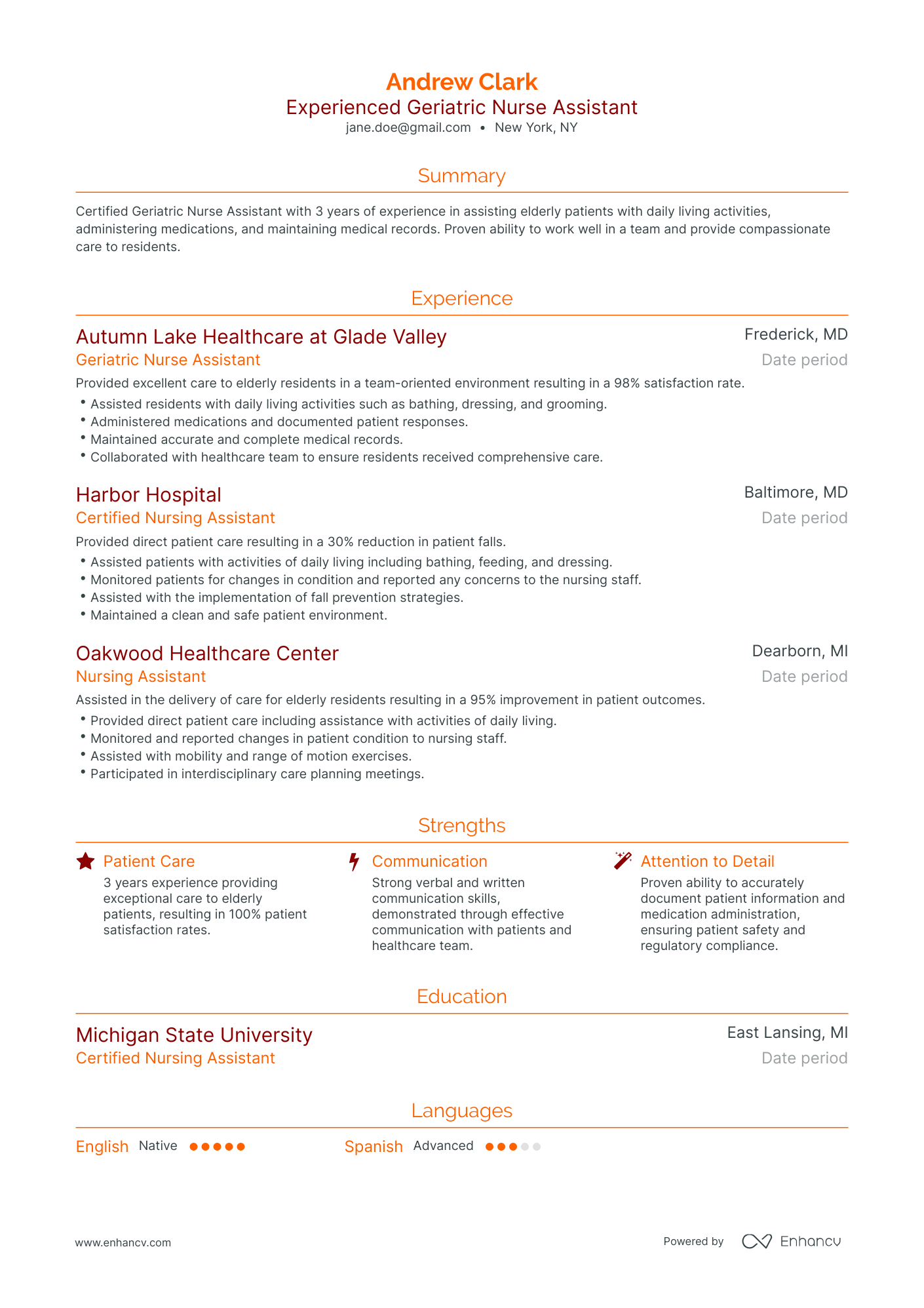 5 Assistant Nurse Resume Examples & Guide for 2023