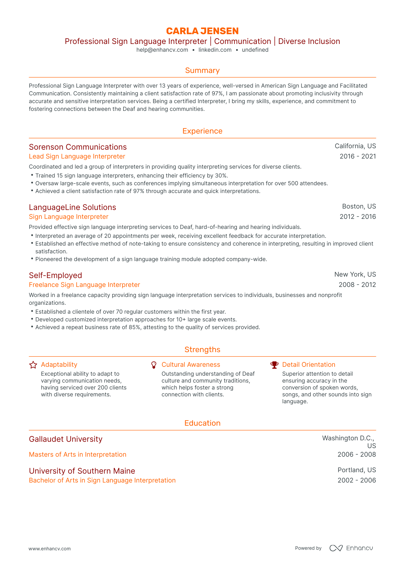 5 Sign Language Interpreter Resume Examples & Guide for 2024