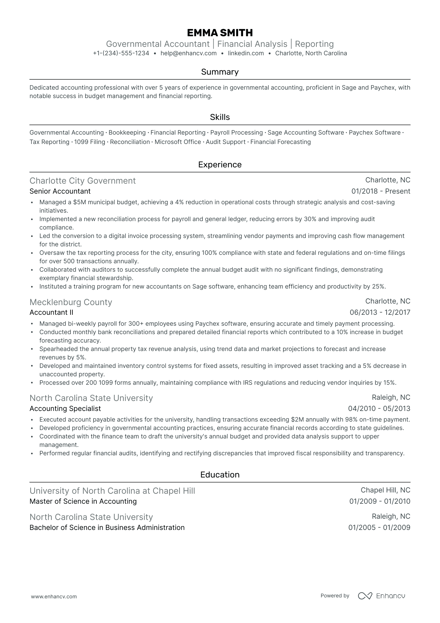 5 Government Accounting Resume Examples & Guide For 2024