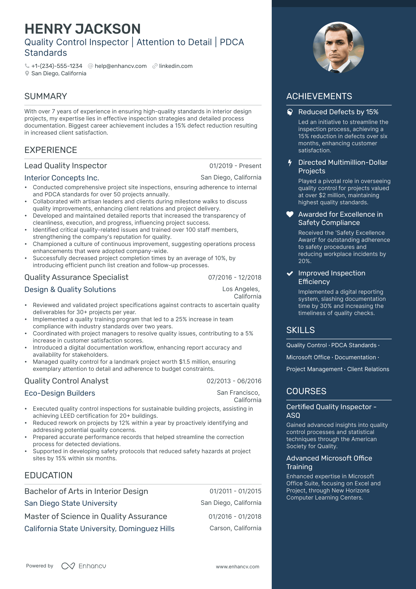 5 Quality Control Inspector Resume Examples & Guide for 2024