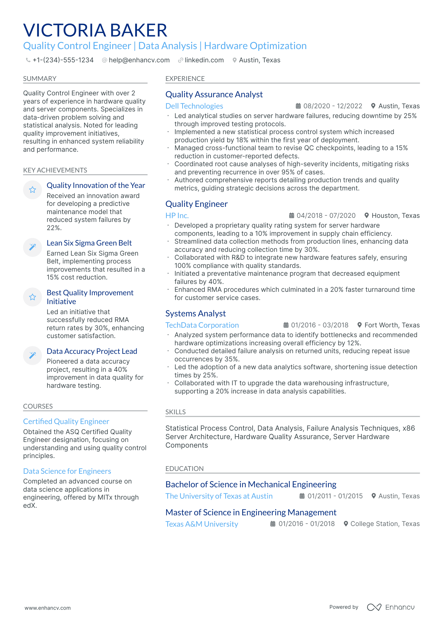 10 Quality Control Engineer Resume Examples & Guide for 2025
