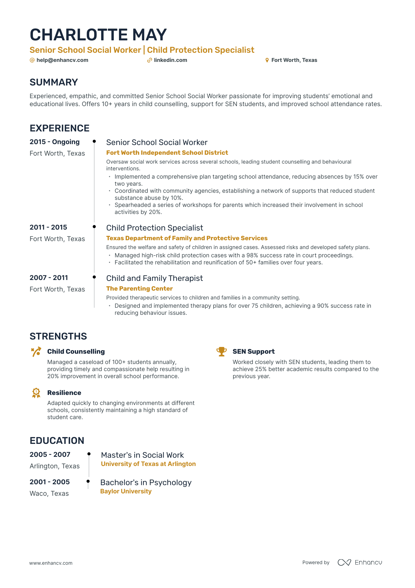 5 School Social Worker Resume Examples & Guide for 2024