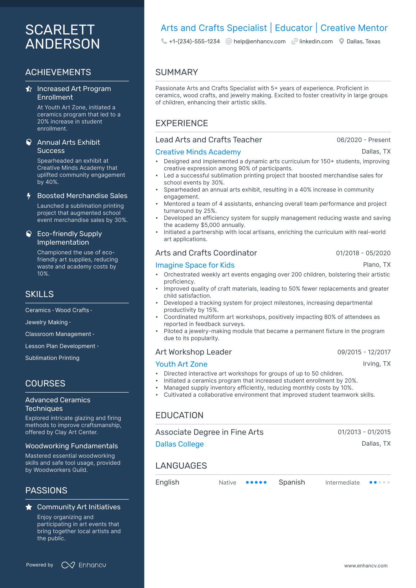 5 Art Teacher Resume Examples & Guide for 2024